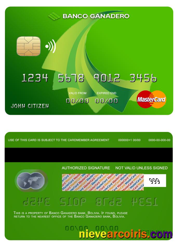 Bolovia Ganadero bank mastercard